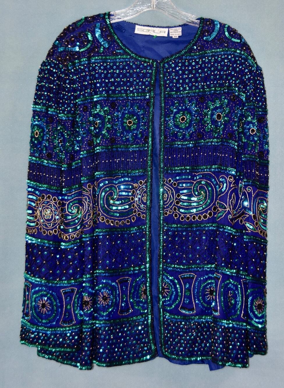 SCALA Designer Hollywood HEAVY BEADED SEQUINED Jacket Blazer Cardigan 4X
